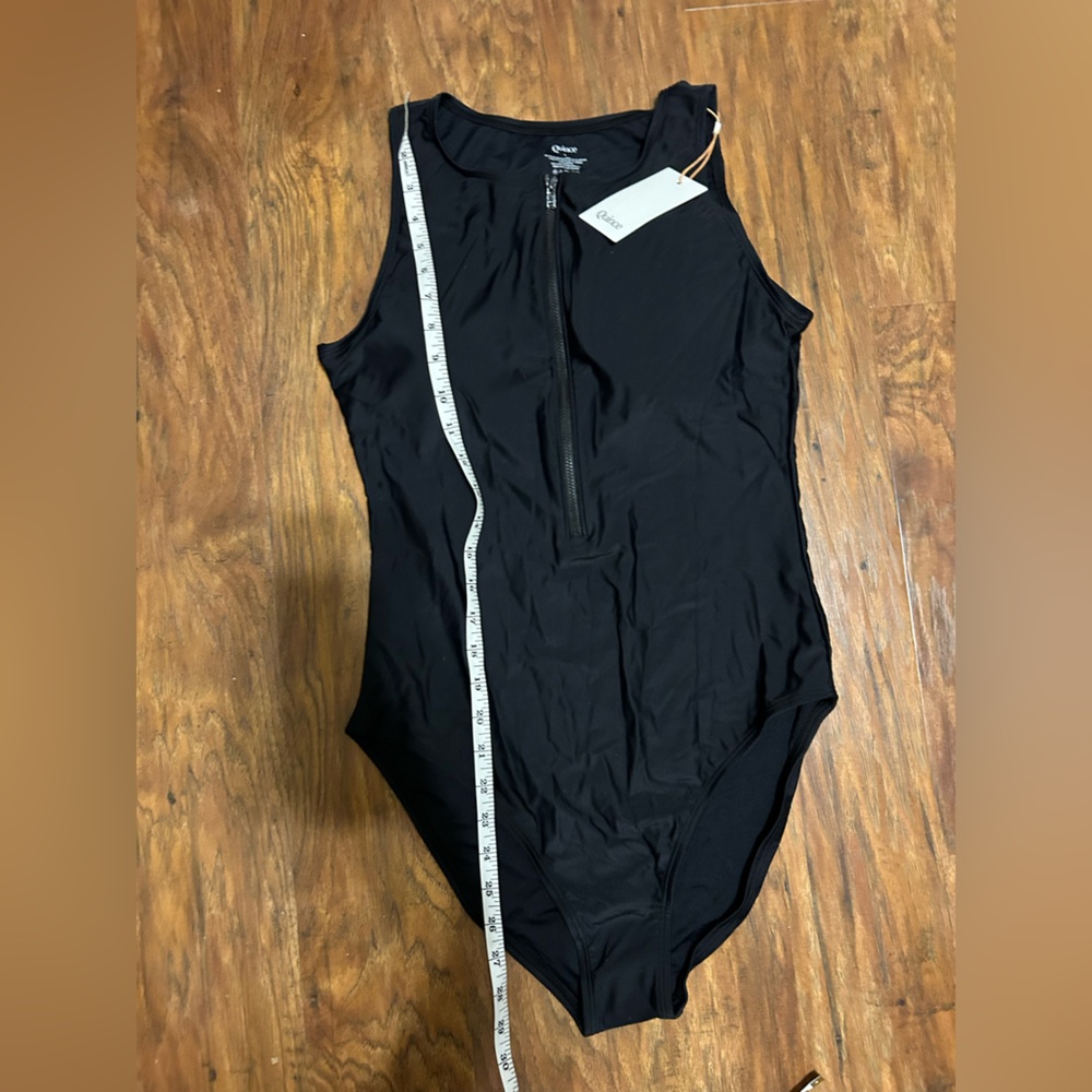 Quince Italian Zip-Front One-Piece Swimsuit in Black Women’s Size Large NWT - Picture 3 of 11